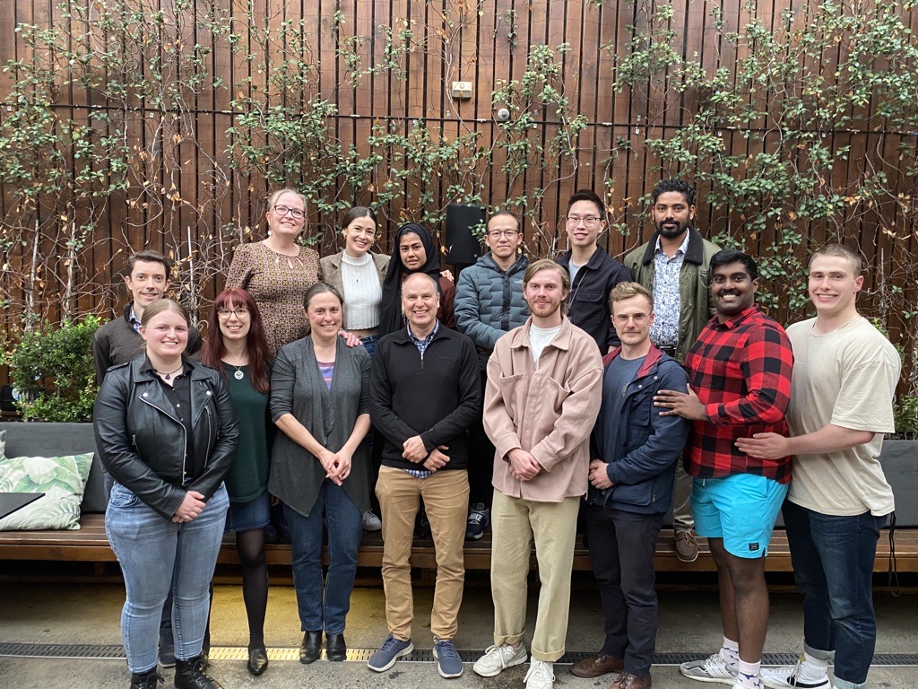 Current members of the Gene Editing Lab (2022): Jesse Kennedy, Ashleigh Geiger, Sandra Piltz, Dr Gelshan Godahewa, Melissa White, Dr Mark Bunting, Jayshen Arudkumar, Dr Fatwa Adikusuma, Michaela Scherer, Joshua Chey, Luke Gierus, Caleb Lushington, Dr Stefka Tasheva (absent), Professor Paul Thomas, Suraiya Onnesha and Lachlan Staker.