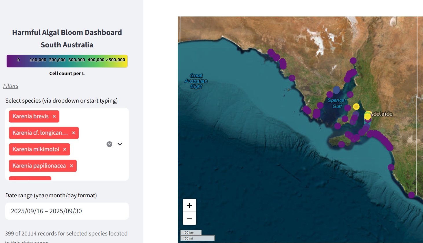 SA harmful algal bloom dashboard