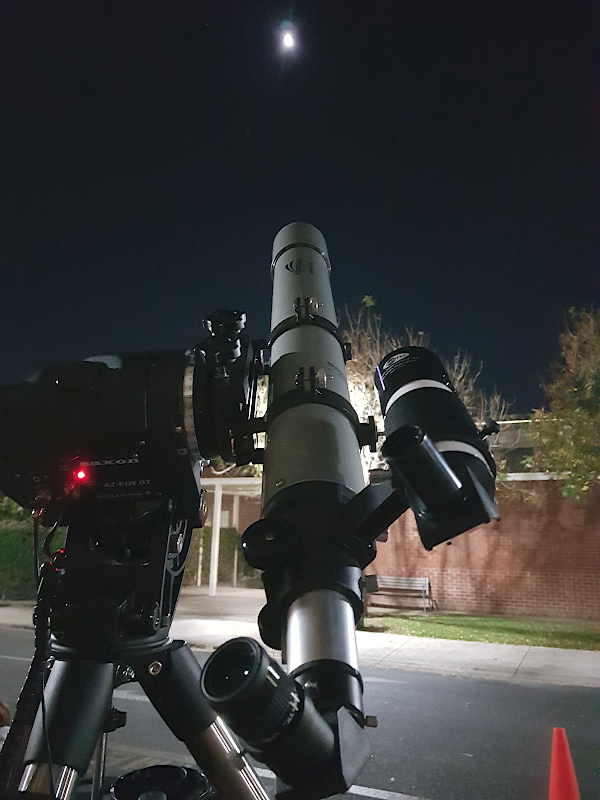 Telescope on campus, pointing at the Moon.